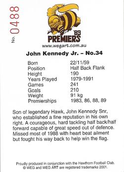 2001 Weg Art '89 Premiers #16 John Kennedy Jnr Back